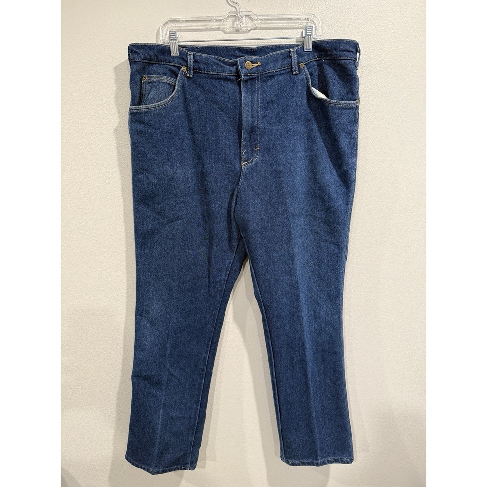 VINTAGE Lee 44x32 USA MADE Jeans Classic Denim Stone Wash Heavy RED TAB